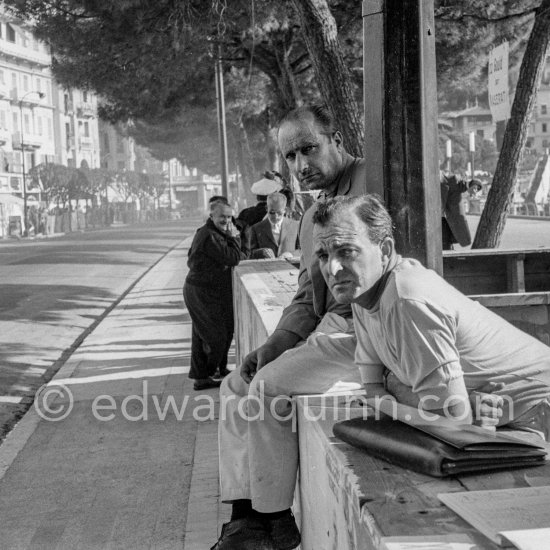 Juan Manuel Fangio and his friend Harry Schell. Monaco Grand Prix 1957. - Photo by Edward Quinn