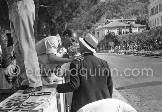 Stirling Moss and Tony Vandervell, head of the Vanwall Formula One racing team. Monaco Grand Prix 1957. - Photo by Edward Quinn