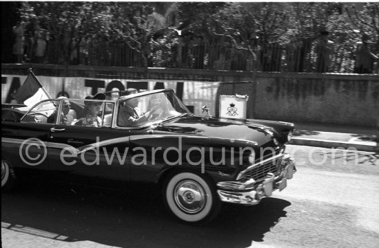 Prince Rainier and Princess Grace closing the track of the Monaco Grand Prix 1958. Car: Ford Fairlane Sunliner 1956. - Photo by Edward Quinn