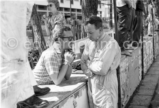 Colin Chapman, founder of Lotus Cars, and John Surtees. Monaco Grand Prix 1960. - Photo by Edward Quinn