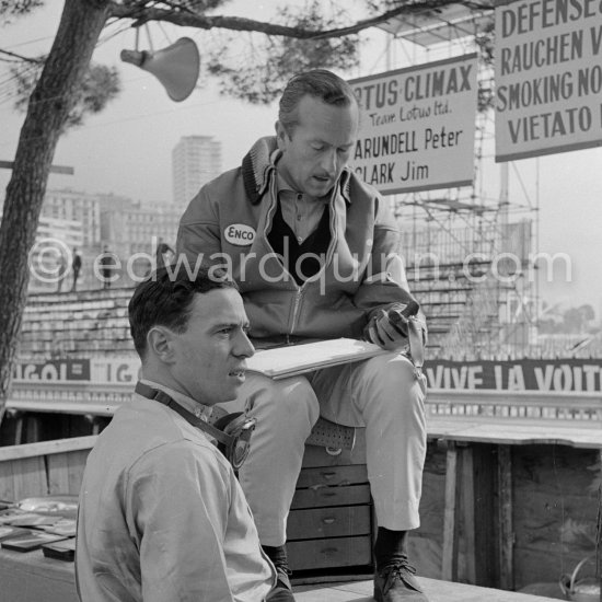 Jim Clark and Colin Chapman. Monaco Grand Prix 1964. - Photo by Edward Quinn