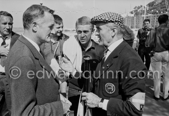 Steve McQueen, on the right Louis Chiron, race director, and (probably) a commissaire. Monaco Grand Prix 1965. - Photo by Edward Quinn