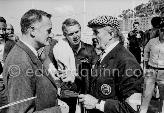 Steve McQueen, on the right Louis Chiron, race director, and (probably) a commissaire. Monaco Grand Prix 1965. - Photo by Edward Quinn