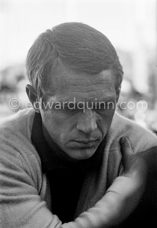 Steve McQueen in Monaco to prepare the (never produced) movie "Day of the champion". Monaco Grand Prix 1965. - Photo by Edward Quinn