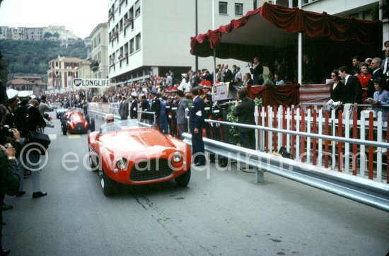 Piero Taruffi drives a Ferrari 625 TF Vignale in the parade of the