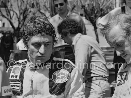 Patrick Depailler, winner of the race on Tyrell 008 and Maurice Philippe, chief designer at Tyrrell. Monaco Grand Prix 1978. - Photo by Edward Quinn