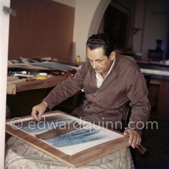 Hans Hartung at his apartment, Promenade des Anglais, Nice 1961. - Photo by Edward Quinn