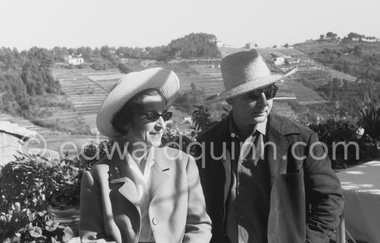 The painter Hans Hartung and his Norwegian wife Anna Eva Bergman, also an artist, at Restaurant Colombe d\'Or, Saint-Paul-de-Vence 1961. - Photo by Edward Quinn