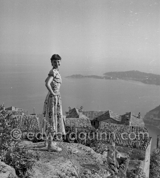 Audrey Hepburn before she found fame, visiting the medieval village of Eze, near Monaco 1951. - Photo by Edward Quinn