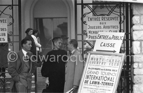 Barbara Hutton, America’s "poor little rich girl", Woolworth heiress, with German tennis champion Baron Gottfried von Cramm, her future husband. Monte Carlo Country Club 1953. - Photo by Edward Quinn