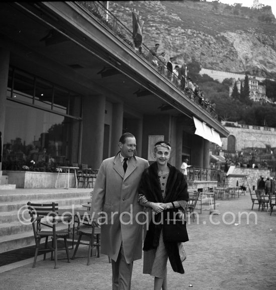 Barbara Hutton, America’s "poor little rich girl", Woolworth heiress, with German tennis champion Baron Gottfried von Cramm, her future husband. Monte Carlo Country Club 1953. - Photo by Edward Quinn