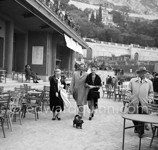 Barbara Hutton, America’s "poor little rich girl", Woolworth heiress, with German tennis champion Baron Gottfried von Cramm, her future husband. Monte Carlo Country Club 1953. - Photo by Edward Quinn