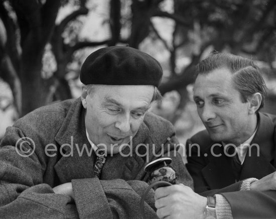 Aldous Huxley interviewed for radio while participating in a parapsychological seminary at Vence. - Photo by Edward Quinn