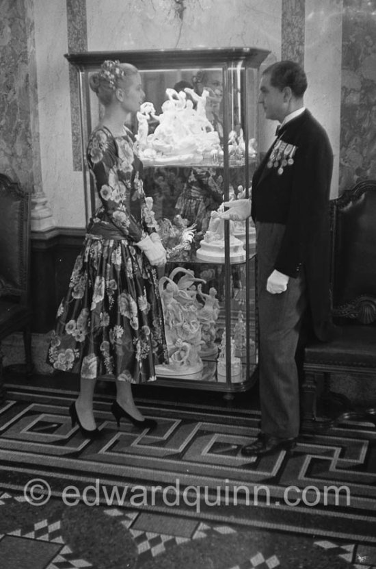 Grace Kelly (later to become Princess Grace) at the Royal Palace just before she met Prince Rainier for the first time. One of Prince Rainier’s personal servants, Michel Demorizi, guided her around some of the great number of rooms of the Royal Palace. Monaco 1955. - Photo by Edward Quinn