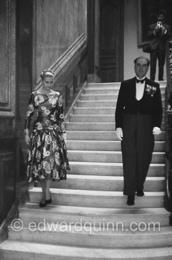 Grace Kelly (later to become Princess Grace) at the Royal Palace just before she met Prince Rainier for the first time. One of Prince Rainier’s personal servants, Michel Demorizi, guided her around some of the great number of rooms of the Royal Palace. Monaco 1955. - Photo by Edward Quinn