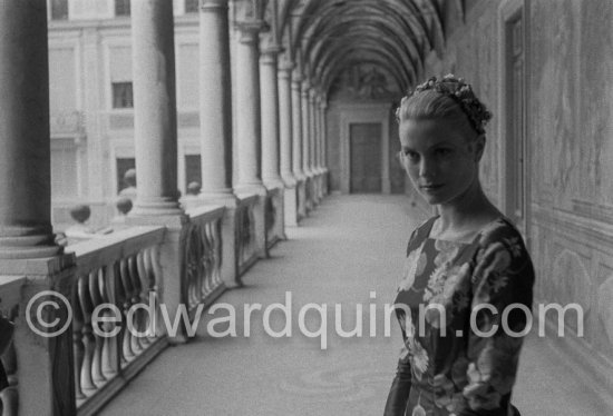 Grace Kelly (later to become Princess Grace) at the Royal Palace just before she met Prince Rainier for the first time. One of Prince Rainier’s personal servants, Michel Demorizi, guided her around some of the great number of rooms of the Royal Palace. Monaco 1955. - Photo by Edward Quinn