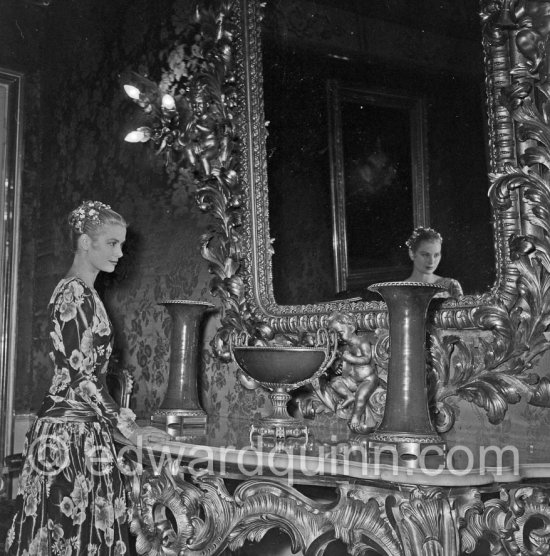 Grace Kelly (later to become Princess Grace) at the Royal Palace just before she met Prince Rainier for the first time. One of Prince Rainier’s personal servants, Michel Demorizi, guided her around some of the great number of rooms of the Royal Palace. Monaco 1955. - Photo by Edward Quinn