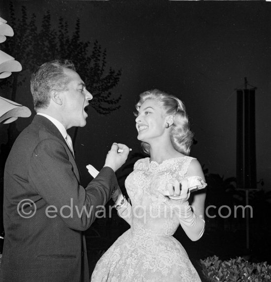 Belinda Lee and Italian actor Rosanno Brazzi. Cannes Film Festival 1956 ...