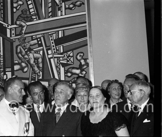 From left Pierre Moiatti, Préfect des Alpes-Maritimes, Marc Chagall and Nadia Léger. Inauguration of Musée Fernand Léger, Biot, May 13 1960. - Photo by Edward Quinn