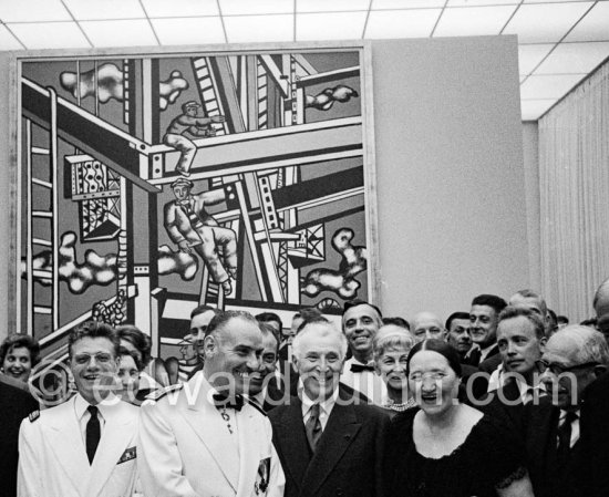 Pierre Moiatti, Préfect des Alpes-Maritimes, Marc Chagall and Nadia Léger. Inauguration of Musée Fernand Léger, Biot, May 13 1960. - Photo by Edward Quinn