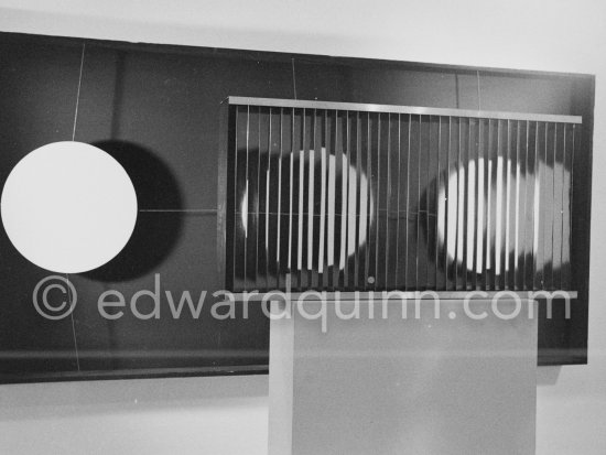 Works of Kinetic artist Julio Le Parc at the Gallery Denise René rive gauche. Exhibition "L’idée et la matière", Paris 1974. - Photo by Edward Quinn