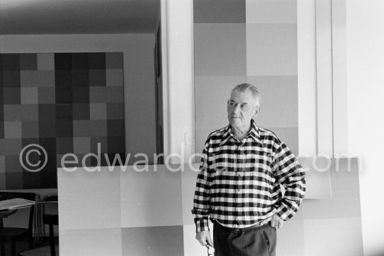 Richard Paul Lohse, one of the main representatives of the concrete and constructive art movements, 1975 at his studio in Zurich. - Photo by Edward Quinn