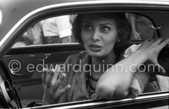 A lot of Italianità: Sophia Loren in an Alfa Romeo Giulietta Sprint. Cannes 1958. - Photo by Edward Quinn