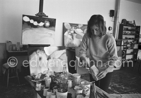 Anne Madden le Brocquy in the studio she shared with her husband Louis le Brocquy. Carros 1964. - Photo by Edward Quinn