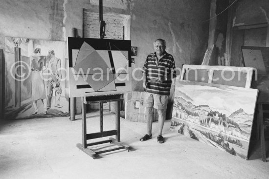 Alberto Magnelli at his studio La Ferrage, Plan-de-Grasse 1957. - Photo by Edward Quinn