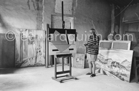 Alberto Magnelli at his studio La Ferrage, Plan-de-Grasse 1957. - Photo by Edward Quinn