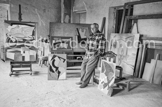 Alberto Magnelli at his studio La Ferrage, Plan-de-Grasse 1957. - Photo by Edward Quinn