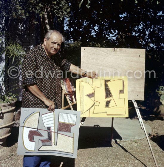 Alberto Magnelli in the garden of his studio La Ferrage, Plan-de-Grasse 1957. - Photo by Edward Quinn