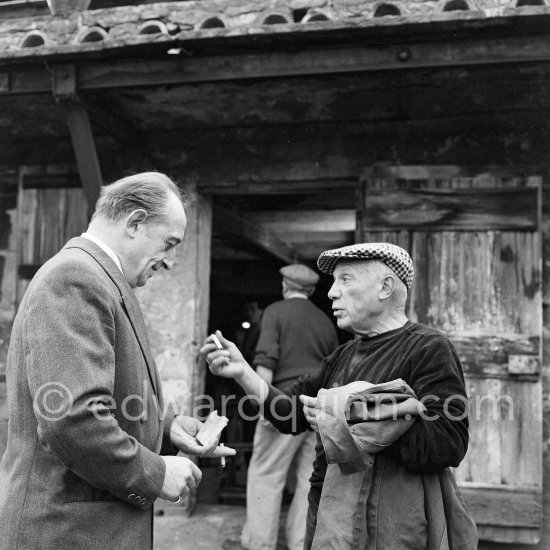 Pablo Picasso and Georges Ramié. Vallauris 1953. - Photo by Edward Quinn