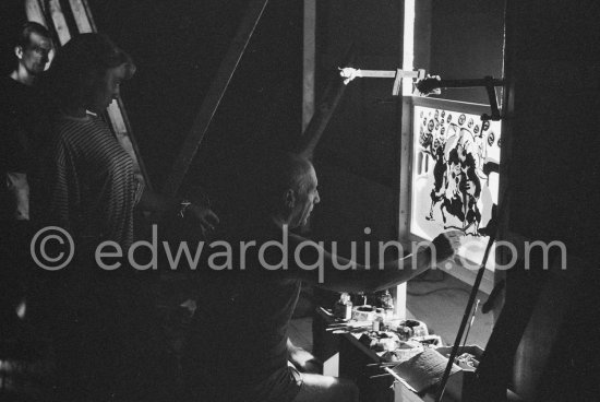 Pablo Picasso and Maya Picasso. "Le mystère Picasso", Nice, Studios de la Victorine 1955. - Photo by Edward Quinn