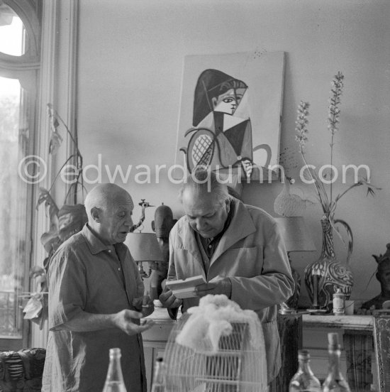 Pablo Picasso and Alberto Magnelli. La Californie, Cannes 1956. - Photo by Edward Quinn