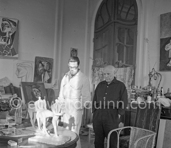 Pablo Picasso with Jean Ramié. La Californie, Cannes 1956. - Photo by Edward Quinn