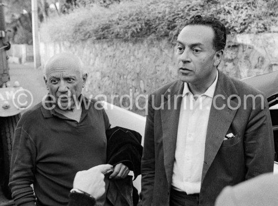 Pablo Picasso and Renato Guttuso. At Villa Santo Sospir of Francine Weisweiller. Saint-Jean-Cap-Ferrat 1959. - Photo by Edward Quinn