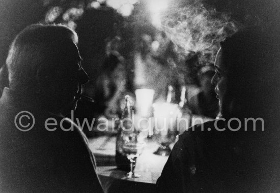 Jacques Prévert and Lucia Bose. Zadkine exhibition at Galerie Madoura. Vallauris 1963. - Photo by Edward Quinn