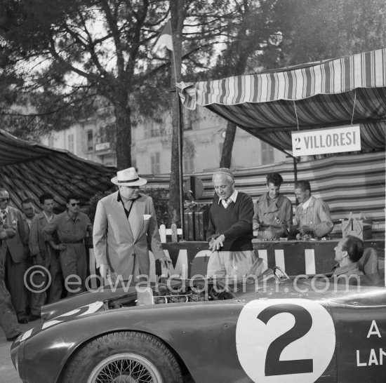 During filming of "The Racers": Director Henry Hathaway and Luigi Villoresi. Monaco 1954. - Photo by Edward Quinn