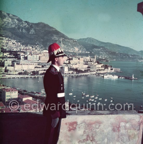 A guard at Le Rocher, Monaco-Ville 1954. - Photo by Edward Quinn