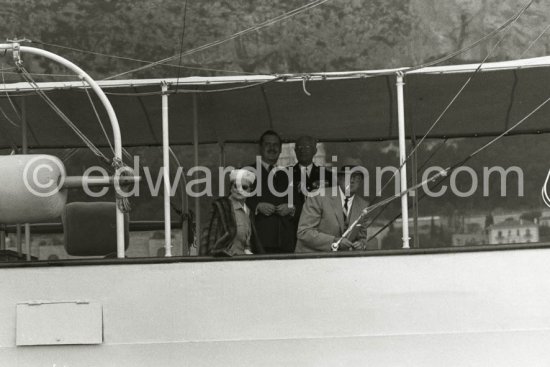 Royal wedding of Grace Kelly and Prince Rainier. The parents of Grace Kelly, Margaret and Jack Kelly on the Deo Juvante, Prince rainier\'s yacht. Monaco 1956. - Photo by Edward Quinn