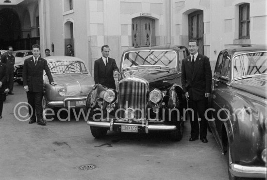 Wedding of Prince Rainier and Grace Kelly, Monaco Ville 1956. Cars: Renault Dauphine, Bentley Mark VI or Bentley R-Type, registered 1036 -MC-, Standard Steel Sports Saloon, righthand-drive. Far right Bentley S1 Standard Saloon, lefthand-drive. Detailed info on these cars by expert Klaus-Josef Rossfeldt see About/Additional Infos. - Photo by Edward Quinn