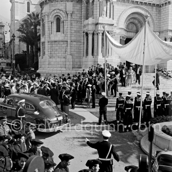 Wedding of Prince Rainier and Grace Kelly, Monaco Ville 1956. Car: 1947 Chrysler New Yorker Windsor - Photo by Edward Quinn