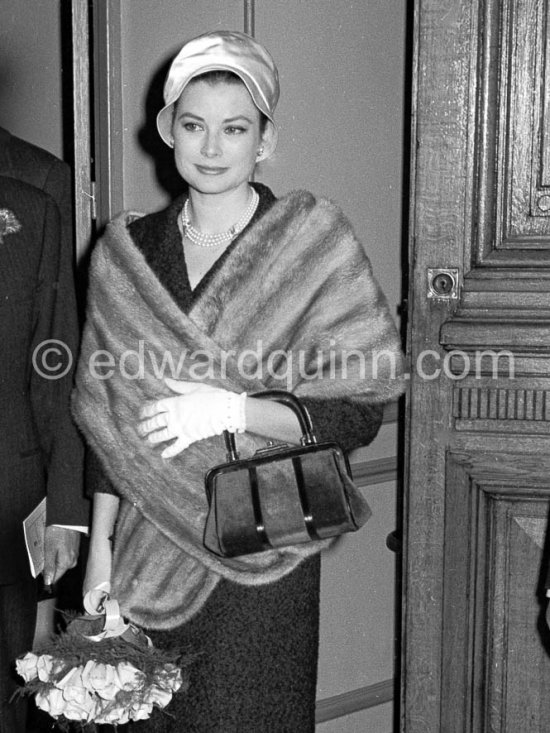 Princess Grace. Wedding of her secretary Phyllis Blum and Julian Earl. Monte Carlo 1962. - Photo by Edward Quinn