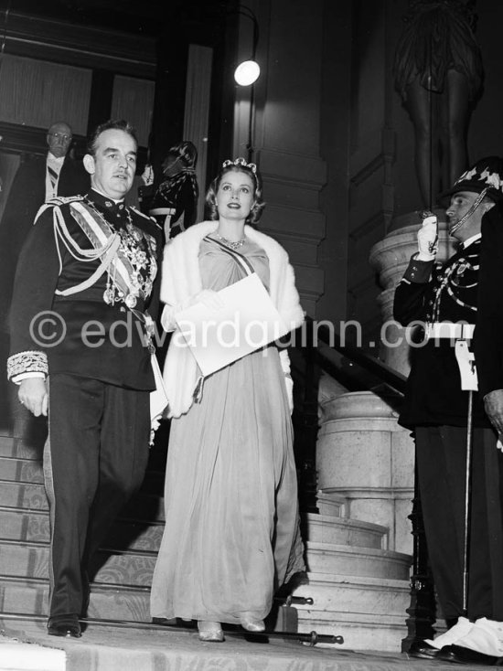 Princess Grace and Prince Rainier. Gala  representation at Opera House. Monte Carlo 1957. - Photo by Edward Quinn