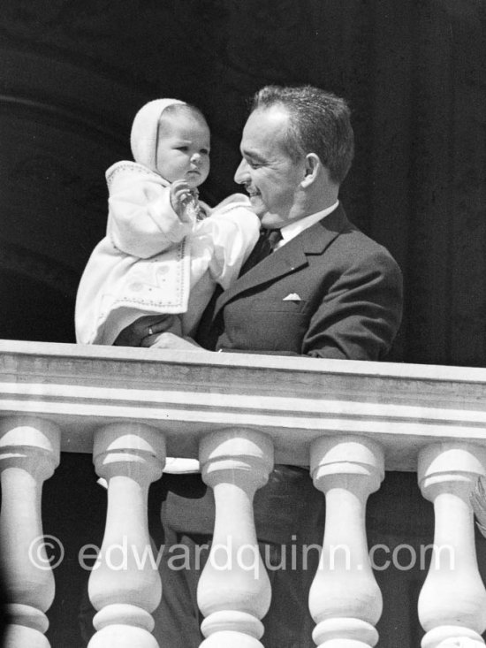 Baptism of Prince Albert. Prince Rainier with Caroline. Monaco 1958. - Photo by Edward Quinn