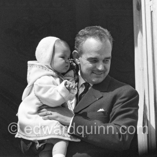 Baptism of Prince Albert. Prince Rainier with Caroline. Monaco 1958. - Photo by Edward Quinn