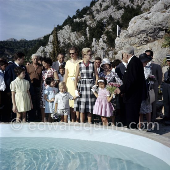 Caroline and Albert of Monaco and Princess Grace. Visit to school children at village Peille near Monaco.1961. (Grace Kelly) - Photo by Edward Quinn