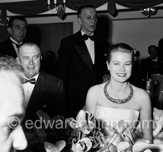 Princess Grace and her father John B. Kelly. Gala de Pâques at the International Sporting Club. Grace with a necklace that she rarely wore. Monte Carlo 1959. - Photo by Edward Quinn