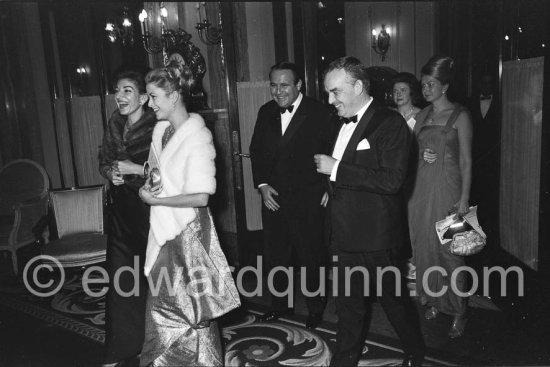 Prince Rainier, Princess Grace, Aristotle Onassis, Maria Callas. Gala des Rois, charity gala for refugees, Hotel de Paris. Monte Carlo 1963. (Grace Kelly) - Photo by Edward Quinn